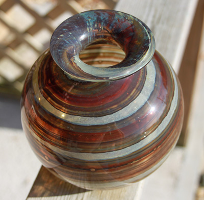 isle of wight glass tortoiseshell globe vase