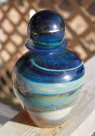 isle of wight glass vase with stopper