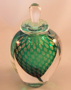 Jade Green 'Peacock' Glass Perfume Bottles