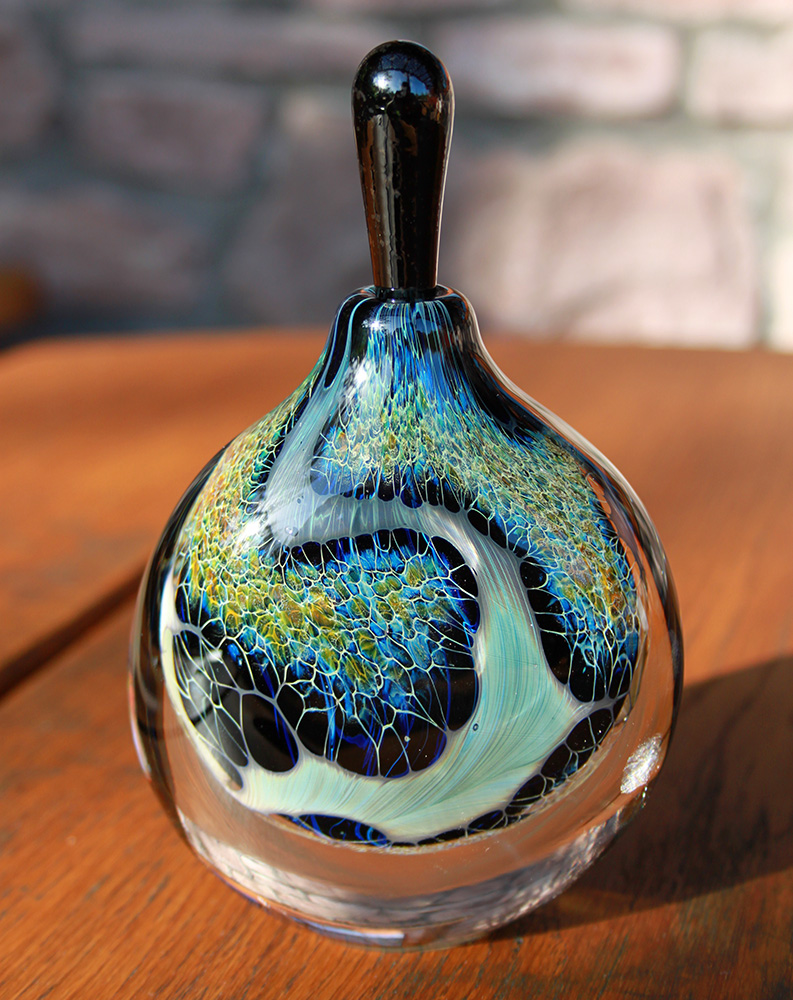 Silver Perfume Bottle | 'Veil' by BLUE ART GLASS PERFUME BOTTLE SIGNED