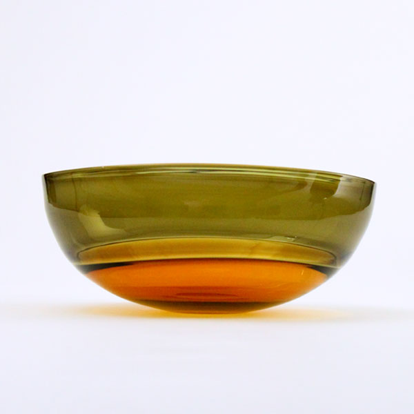 Amber Olive Oval Glass Bowls