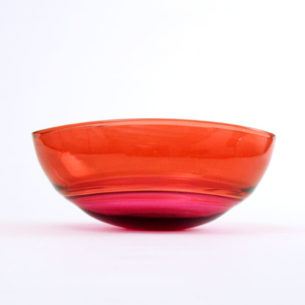 Antique Rose and Peach Red Glass Bowl