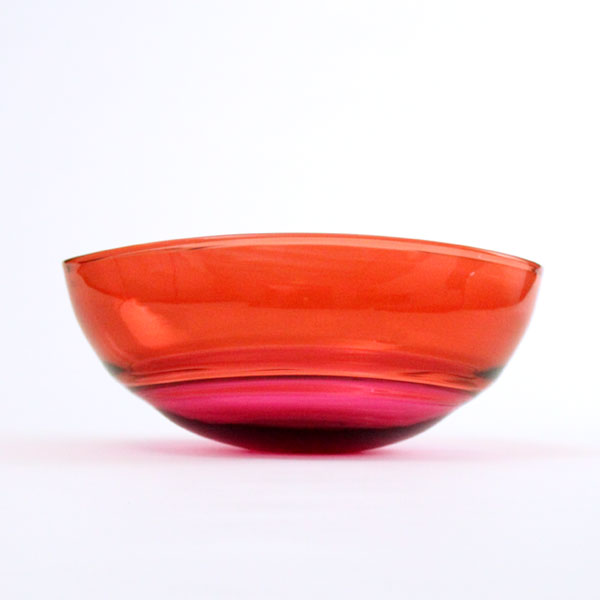 Red Glass Bowl Antique Rose Peach Oval By Stewart Hearn Antique Rose And Peach Red Glass Bowl