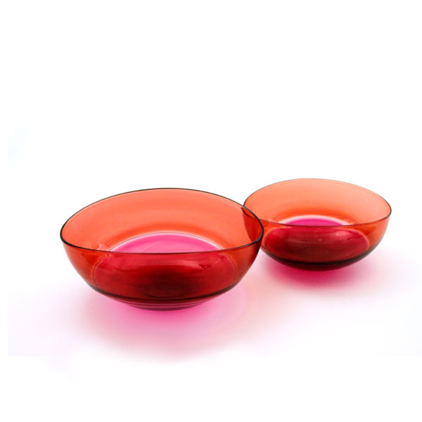 Red Glass Bowl Antique Rose Peach Oval By Stewart Hearn Red Glass Bowl Antique