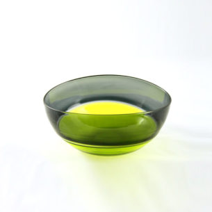 Lime and Grey Oval Encalmo Green Glass Bowls