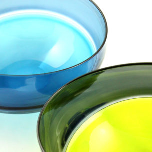 Turquoise & Steel with Lime and Grey Oval Encalmo Glass Bowls