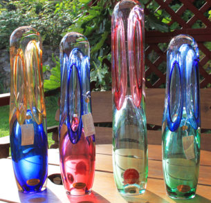 coloured glass ornaments