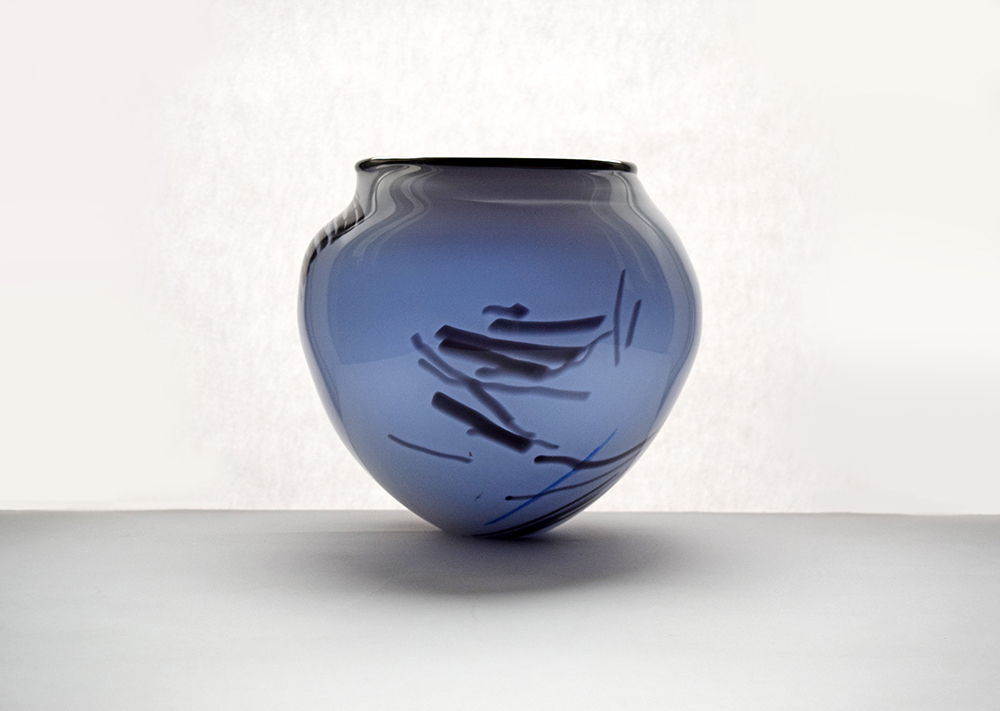 blue glass bowl and cobalt inner
