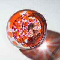 Handmade glass art sculpture Otty in Orange and Pink