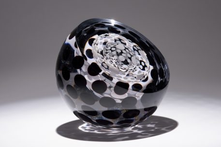 Handmade Glass Sculpture Otty in Black & White