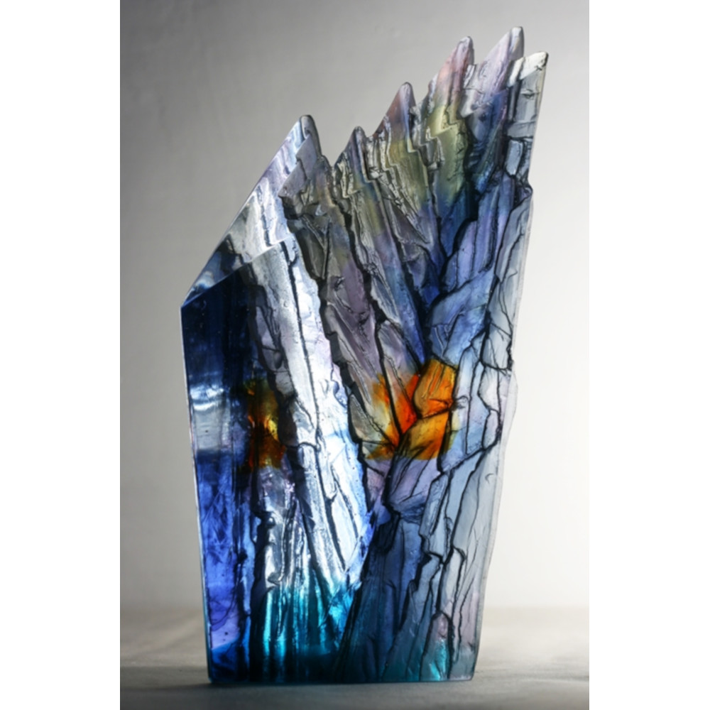 Glass Sculpture Art Blue Cliffs By Crispian Heath Boha Glass