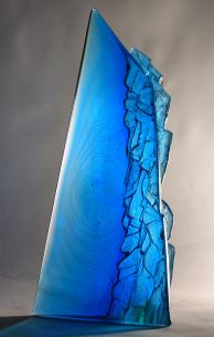 Contemporary Glass Sculpture 'Blue Cliff'