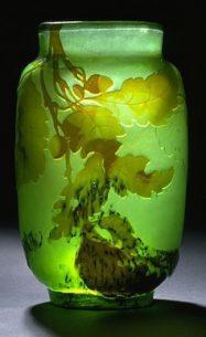 green galle glass vase