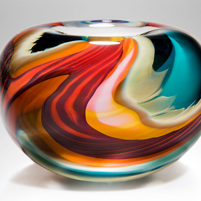Blown Glass Bowl Green 'Paradiso' Extra Large Thick Bowl Peter Layton