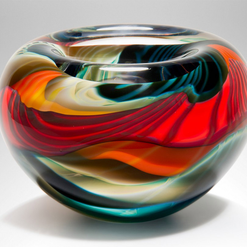 Decorative Red Glass Bowls Black Paradiso Medium Thick Bowl Boha