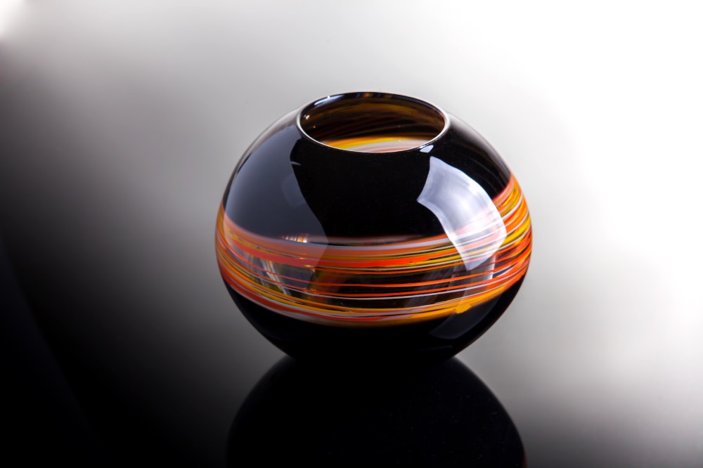Glass Cane Red Vessel By Hayley Gammon