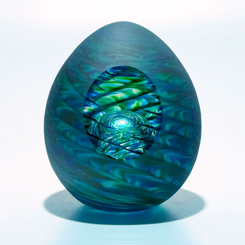 Green Glass Paperweight Galaxy