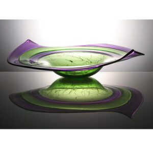 Art Glass Plate Ashetier Charger With Green By Stuart Akroyd