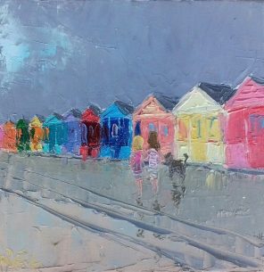 Robert Leach Impressionist Oil Painting For Sale Southwold Beach