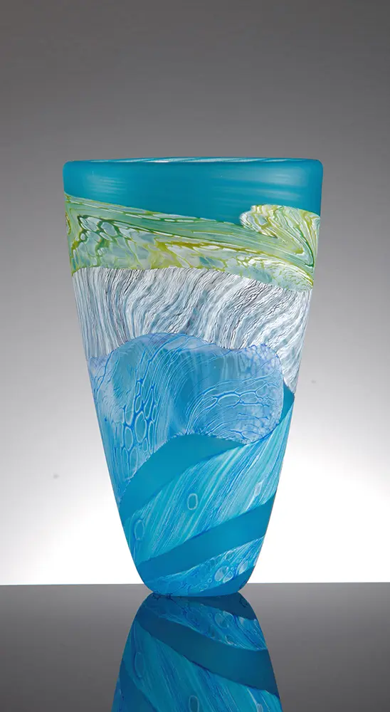 Blue And White Glass Vase Small