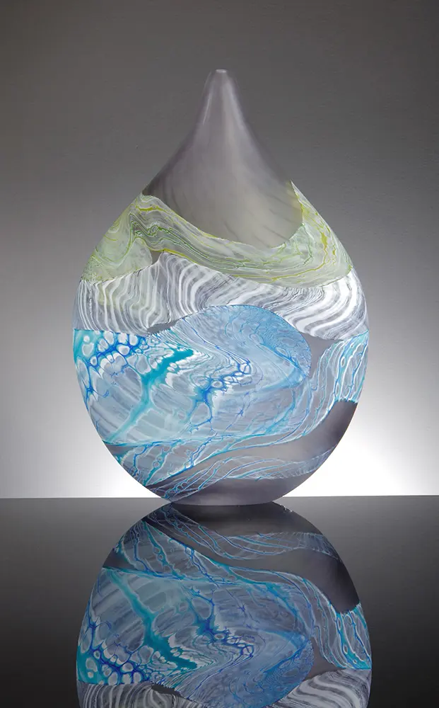 Teardrop Glass Vase 'Sea Shore - Grey Skies' by Thomas Petit - Image 2