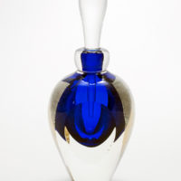 Blue Perfume Bottles Hand Blown Faceted 'Silver Leaf' Glass Bottle Series