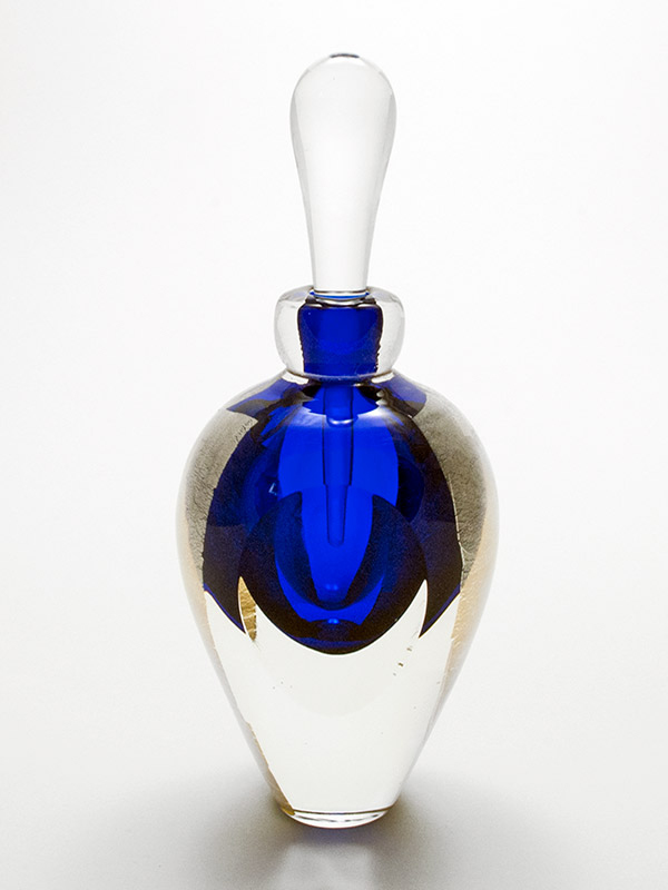 Blue Perfume Bottles | 'Silver Leaf' by Hand Blown Glass Perfume Bottle