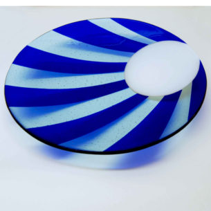 Blue Glass Platter 'Moonrise' by Laura Hart