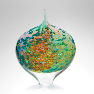 Coloured Glass Art 'Reef' Wide Dropper by Peter Layton