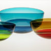 Blue Glass Bowls 'Turquoise Steel' Oval Encalmo Bowl by Stewart Hearn