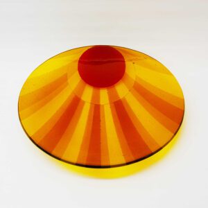 Round Glass Platter 'Sunrise' by Laura Hart