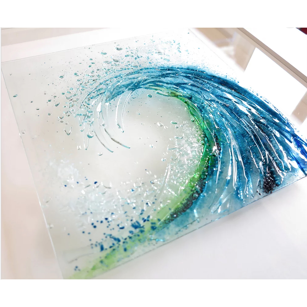 Contemporary Glass Wall Art I 'Large Breaking Wave' by ...