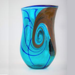 Teal Glass Vase ‘Into The Spiral Teal Vase’ by Curtis Dionne