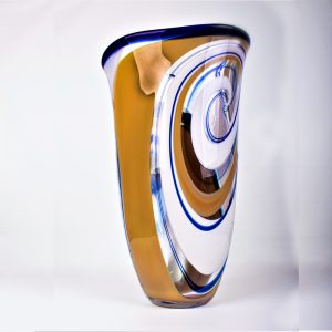 Spiral Vase ‘Beige Blue and White’ by Curtis Dionne