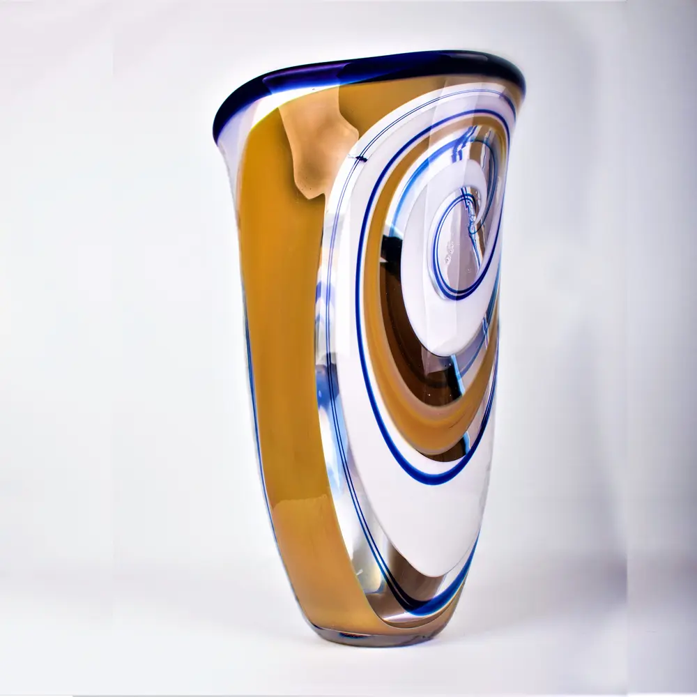 Spiral Vase ‘Beige Blue and White’ by Curtis Dionne