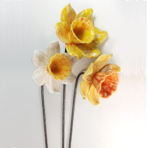 Ceramic Garden Ornaments ‘Daffodils’ by Renee Kilburn