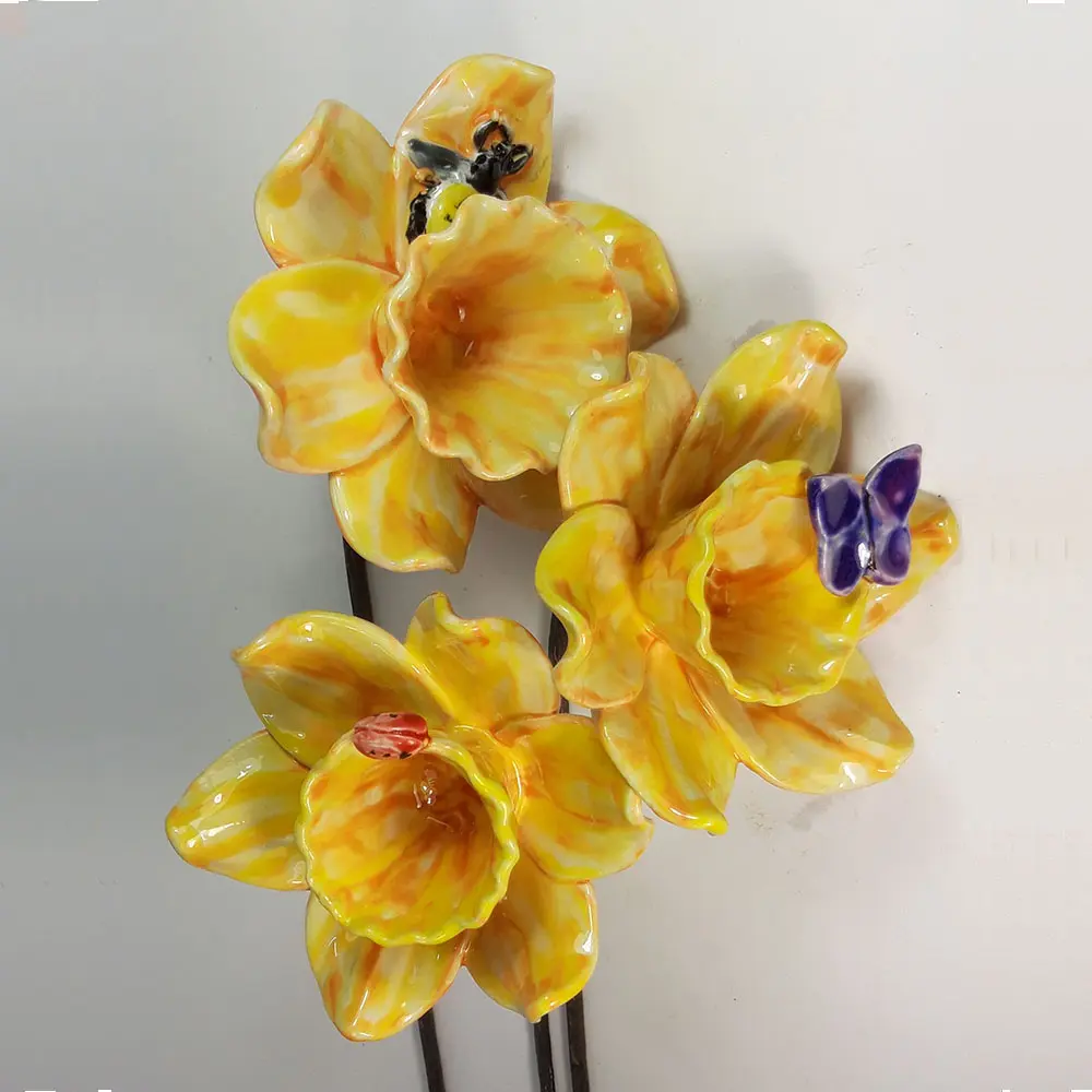 Ceramic Garden Ornaments ‘Daffodils’ by Renee Kilburn - Image 3
