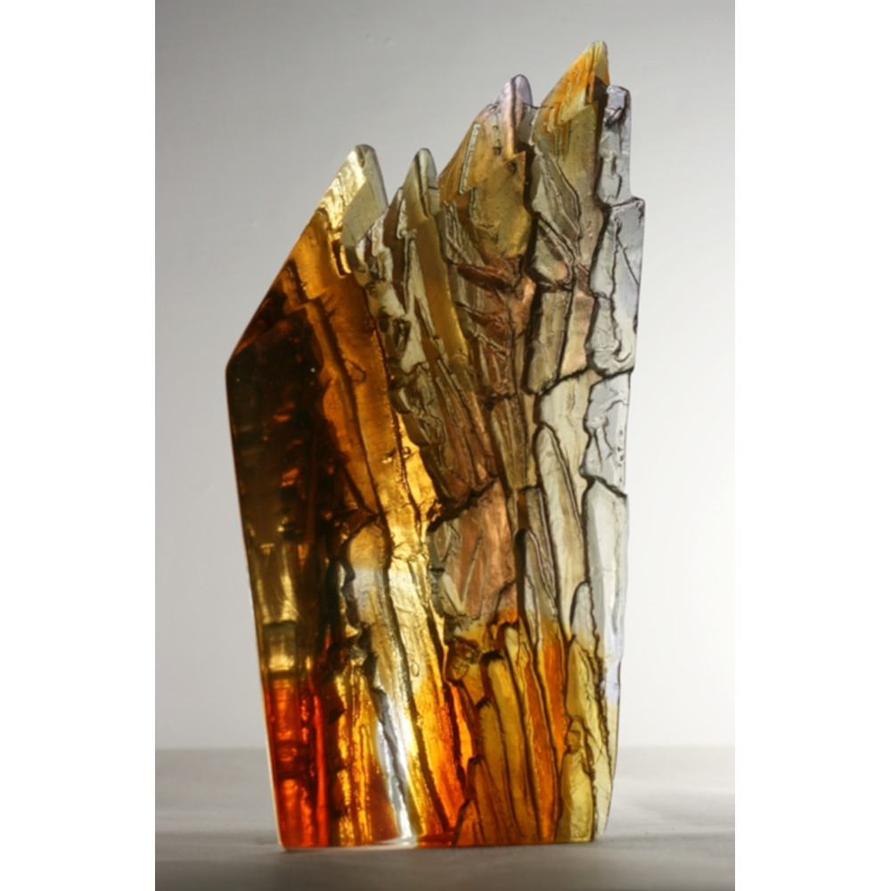 Cast Glass Sculpture Art Cliff Edge By Crispian Heath