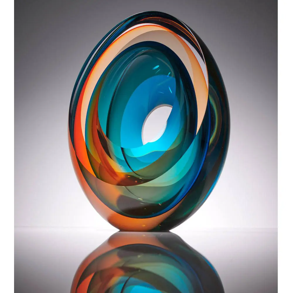 Blown Art Glass Sculptures ‘Echoes of Light oval’ by Tim Rawlinson - Image 4