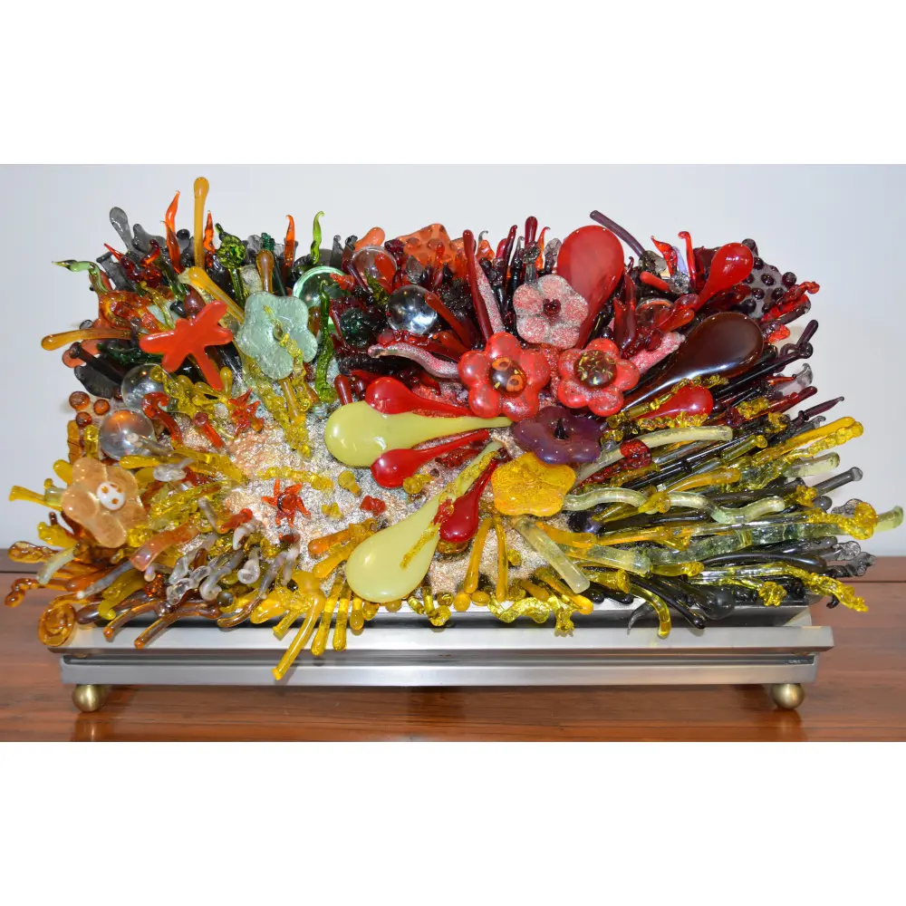 Abstract Flower Sculpture by Janine Altman Glass