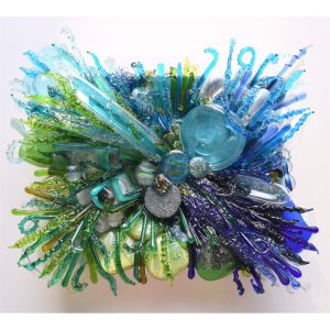 Fused Blue Glass Sculpture