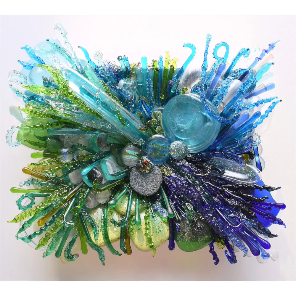 Fused Blue Glass Sculpture