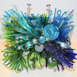 Fused Blue Glass Sculpture Janine Altman Glass
