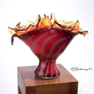 Red Glass Art Bowl