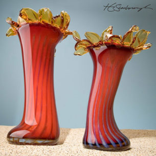 Red Glass Art Vases