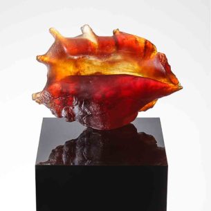 Amber Glass Art Sculpture