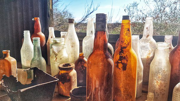 Glass collection of glass bottles