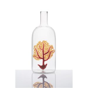 Glass Coral Art Bottle by Elena Fleury Rojo Glass