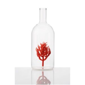Red Glass Coral Vessel With White Tips by Elena Fleury Rojo Glass