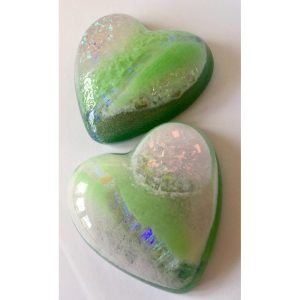 Glass Heart Paperweights Paula Rosalind